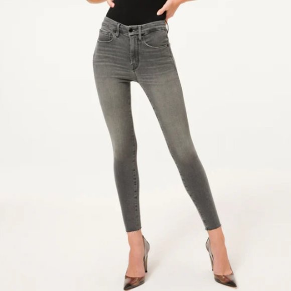 LIVERPOOL Jeans High Rise Ankle Skinny Raw Hem Gray Wash Denim SZ 6/28 EUC - Picture 2 of 4